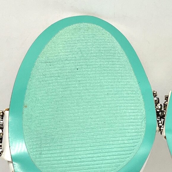 Betsey Johnson Womens 8M Mel Ivory White Satin Jeweled Heels Dress Sandals Shoes - Picture 10 of 14